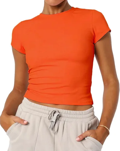 Miniatura 7 de Camisetas básicas de manga corta con cuello redondo para mujer de verano Y2K, lindas para salir, camisetas estilo bebé