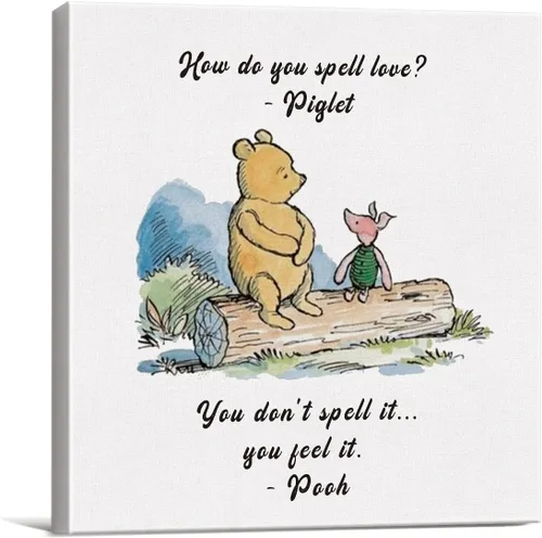 Miniatura 20 de Arte de pared clásico con cita de Winnie the Pooh, retro, Any Day Spent With You is My Favorite Day Sayings, lienzo, cuadros enmarcados, letrero