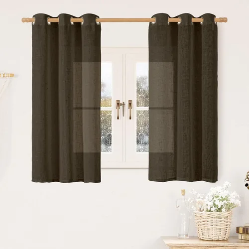 Miniatura 38 de LAMIT Cortinas de lino sintético para dormitorio, paneles filtrantes de luz, cortinas de lino con protección de privacidad con ojales para ventanas