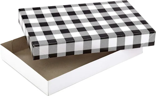 Miniatura 6 de Hallmark Cajas de regalo medianas con tapas (12 cajas de camisas, 3 diseños: cuadros de búfalo, cuadros rojos, tartán verde) para Navidad, fiestas