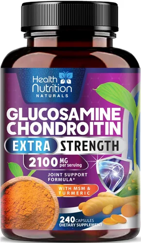 Complejo de glucosamina condroitina MSM - Suplemento de apoyo articular de fuerza 3X con sulfato de glucosamina, cúrcuma, boswellia - Para