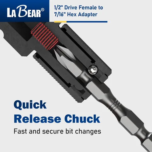 Miniatura 3 de LABEAR - Adaptador de llave de impacto, 1/2 "hembra a convertidor hexagonal de 7/16", liberación rápida, mandril de cambio rápido, adaptador