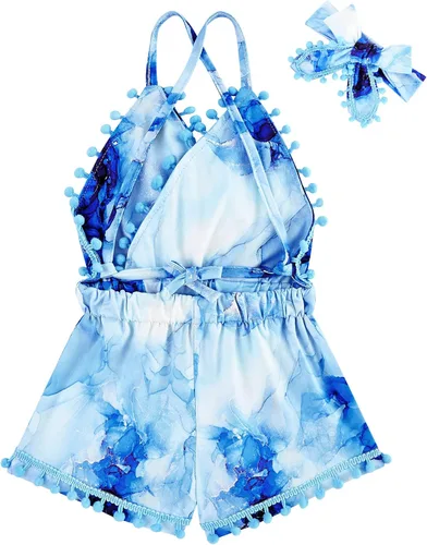 Miniatura 7 de UNICOMIDEA 6M-3T Traje sin espalda para bebé niña traje mameluco con diadema