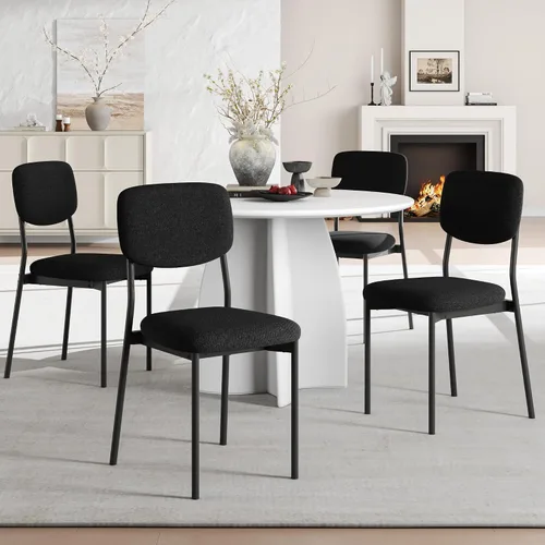 Miniatura 9 de Einhomn Juego de sillas de comedor tapizadas, modernas sillas de comedor apilables con respaldo de terciopelo suave, sillas de cocina con patas