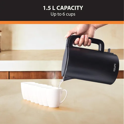 Miniatura 6 de KRUPS Hervidor de Agua Eléctrico de 1.5L de Acero Inoxidable con Toque Frío en el Interior, Hervido Rápido, Una Taza en 80 Segundos, Pared Doble