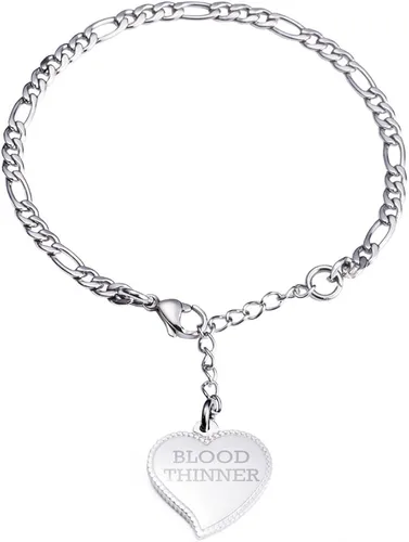 Miniatura 2 de Linnalove Fashion Mini Figaro cadena con encanto de corazón pulsera de identificación médica para mujer