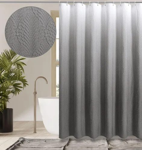 Miniatura 18 de Gibelle Cortina de ducha para baño, cortina de ducha de tela texturizada en relieve 3D, moderno juego de cortina de ducha de tela suave, 72 x 72