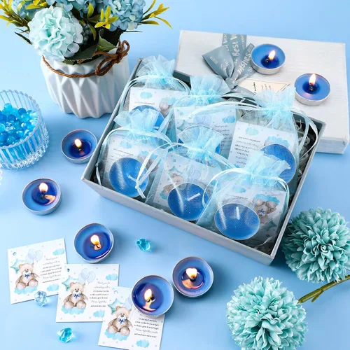 Miniatura 7 de Colarr Juego de 50 Velas para Baby Shower Temáticas de Oso como Recuerdos para Baby Shower, Regalos para Invitados, Incluye 50 Velas de Té, 50