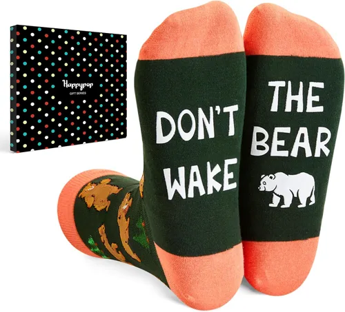 HAPPYPOP Regalos divertidos de oso para amantes de los osos, calcetines de oso para mujeres y hombres, regalos divertidos y tontos para él, ella,