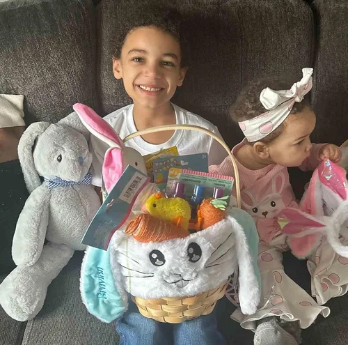 Miniatura 4 de DIBSIES Hoppity Floppity Bunny personalizado de 18 pulgadas (conejito gris con pajarita azul)