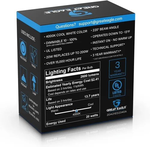 Miniatura 4 de Great Eagle - Bombilla LED A21 de 200 W, intensidad regulable , 2DA21ED2340A