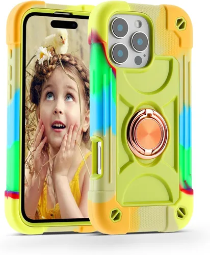 Miniatura 103 de MARKILL Funda compatible con iPhone 15 de 6.1 pulgadas con soporte integrado, [grado militar resistente de cuerpo completo] protección contra Rosa