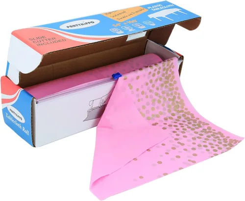 Miniatura 11 de Rollo de mantel de plástico, manteles de plástico de 54 x 100 pies para fiestas, desechables con caja de corte, mantel desechable cortado a medida