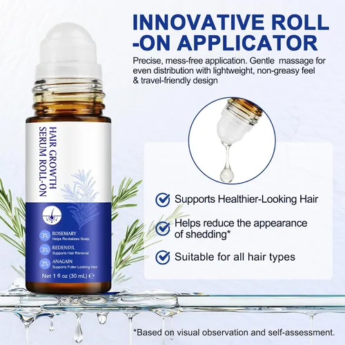 Miniatura 7 de Suero para el crecimiento del cabello, 1.0 fl oz de aceite para el crecimiento del cabello con 3% de romero, 3% de redensyl, 2% de nuevo, suero