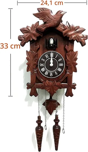Miniatura 2 de Rylai Reloj de Cuco Vintage Grande de Madera para Pared Hecho a Mano 13x9.5 Pulgadas Marrón Tamaño grande 13x9.5 pulgadas Diseño tradicional Blanco