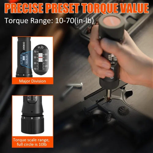 Miniatura 3 de coobeast 13 destornilladores de torque preestablecidos con puntas S2, juego de destornilladores de llave de torque de 1/4" para mantenimiento