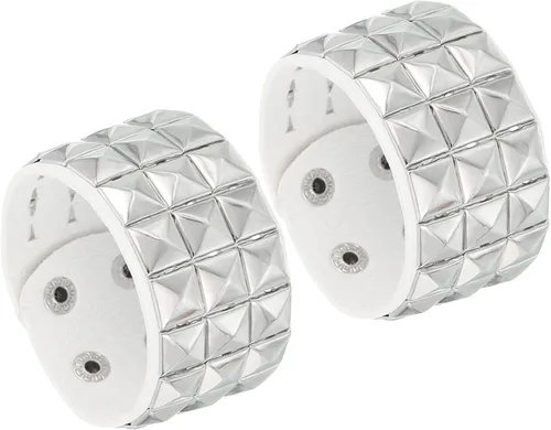 Miniatura 10 de MECCANIXITY 2 pulseras punk de cuero de 8.7 pulgadas/8.7 in en capas de remaches cuadrados, pulseras