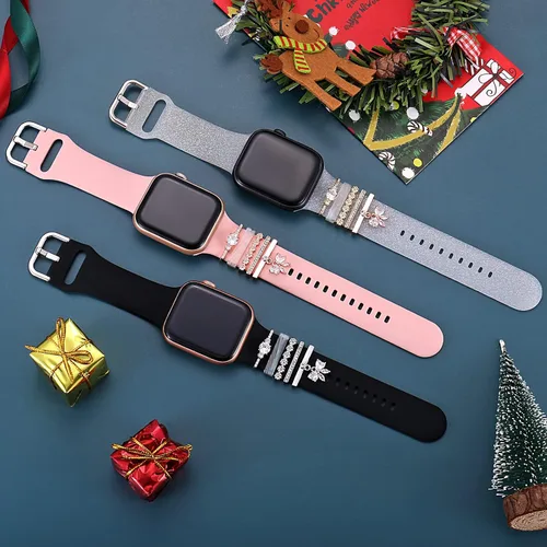 Miniatura 4 de Anillos de amor decorativos compatibles con Apple Watch de cuero de silicona de 1.77 pulgadas, 1.73 pulgadas, 1.65 pulgadas, 1.61 pulgadas, 1.57