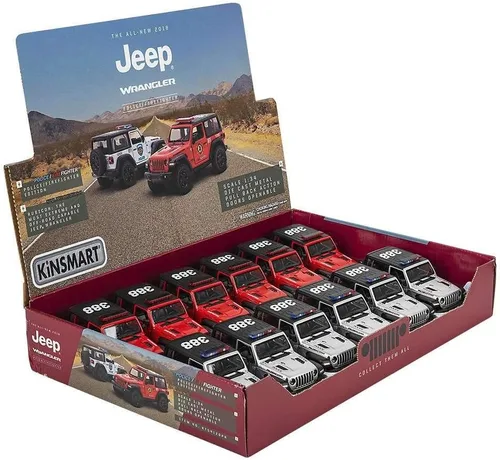 KiNSMART - Jeep Wrangler Rubicon Off Road 4x4 5 pulgadas escala 1:34 modelo fundido a presión réplica de coche de juguete (Rescue Silver Police)