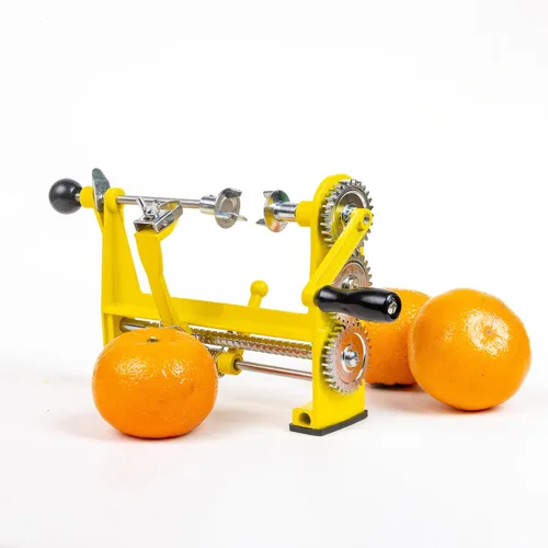 Miniatura 4 de Pelador naranja Pelador de manzana de manivela con potente base de abrazadera de patata Kiwi Peeling Machine Acero inoxidable azul 250 × 110.6 ×