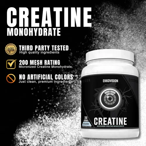 Miniatura 2 de Ekkovision Polvo de monohidrato de creatina micronizado, sin sabor, suplemento para pre y post entrenamiento para hombres y mujeres, apoyo