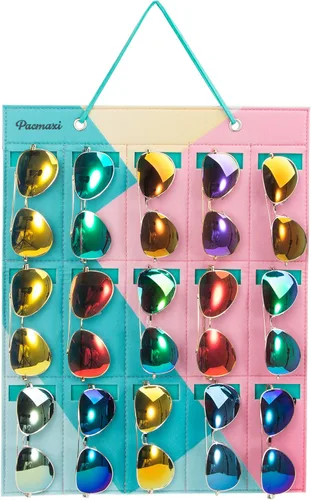 Miniatura 10 de PACMAXI Organizador de almacenamiento para lentes de sol, bolsillo de pared montado por lentes de sol, soporte de almacenamiento para anteojos