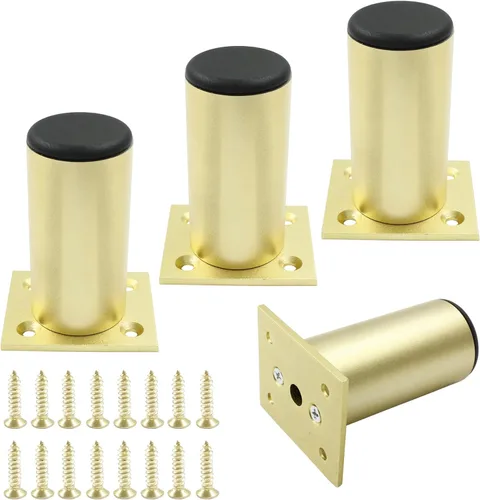 Miniatura 17 de Juego de 4 patas para muebles de 4 pulgadas, patas ajustables de aleación de aluminio, patas redondas de metal para sofá, patas ajustables