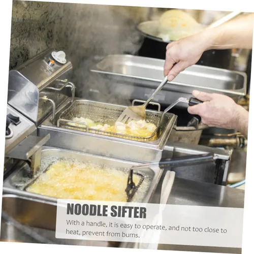 Miniatura 9 de Kichvoe Tamiz de fideos para el hogar de acero inoxidable con asa 9.84 x 5.11 x 4.92 pulgadas, cesta de colador de pasta de mano para cocinar