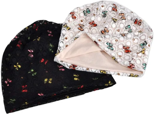 Miniatura 4 de MaxNova - Gorro de encaje de algodón tipo turbante ideal para dormir y para pacientes recibiendo quimioterapia