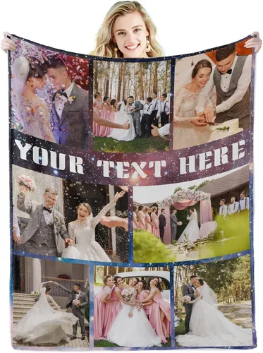 Miniatura 36 de Abybela Manta personalizada con texto fotográfico para regalos de parejas, manta personalizada con imagen, regalos para novio, novia, esposa, Foto-3