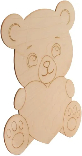 Miniatura 4 de Oso de peluche con recortes de madera de corazón de 20 pulgadas, 1/8 de grosor, paquete de 1 oso de peluche para decoración de baby shower y San