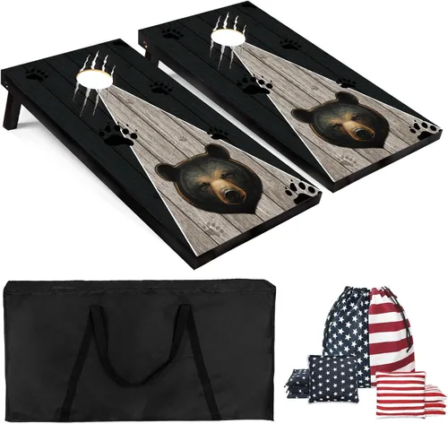 Miniatura 12 de Juego de tablas de Cornhole de 4 x 2 de tamaño reglamentario con bolsas de transporte y 8 bolsas de frijoles, juego de lanzamiento de frijoles