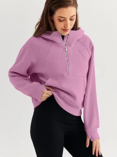 Miniatura 3 de WYNNQUE Sudaderas con capucha para mujer, sudaderas de gran tamaño, con cremallera de medio cuarto, manga larga, trajes de otoño, ropa de moda