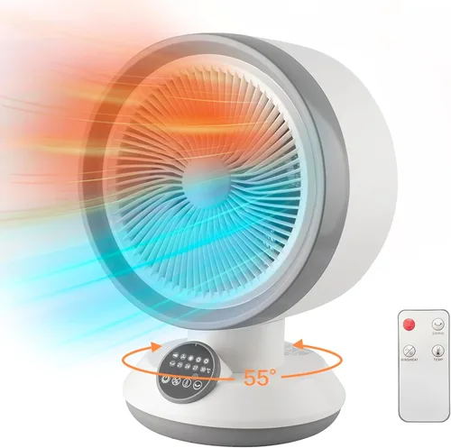 Combo calentador y ventilador 2 en 1, calentador de espacio portátil de 1500 W con termostato ajustable, ventilador eléctrico de enfriamiento con