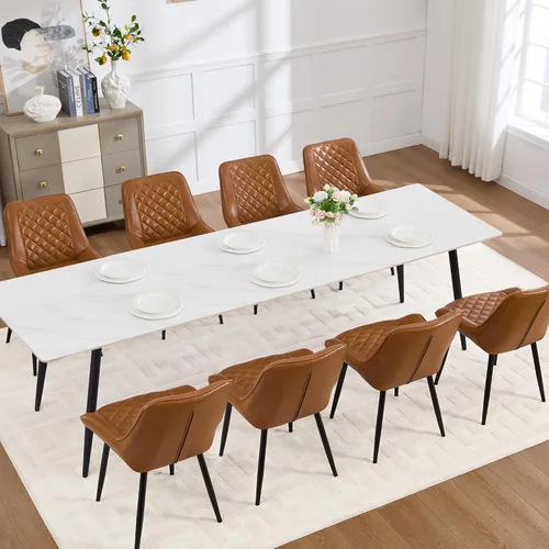 Miniatura 25 de Silla de Comedor, Sillas de Comedor Modernas con Cojines Gruesos, Sillas de Comedor de Cocina y Salón Tapizadas en Cuero Sintético con Patas Negro