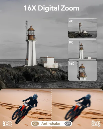 Miniatura 6 de Fulealfly Cámara digital 8K para fotografía, cámara WiFi de enfoque automático de 88 MP para video de YouTube con lente frontal y trasera, flash