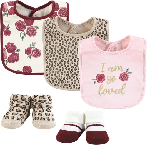 Miniatura 326 de Hudson Baby Conjunto de babero y calcetines unisex de algodón para bebé