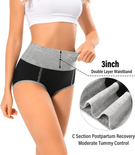 Miniatura 6 de MISSWHO Cotton High Waisted Womens Underwear Soft Stretch Breathable Full Coverage Ladies Panties Multipack