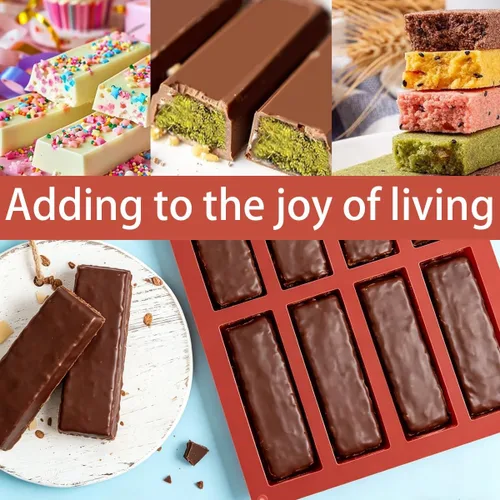 Miniatura 5 de Moldes rectangulares de silicona para hornear, molde de barra de chocolate profundo de 1 pulgada – 8 cavidades, molde casero de granola para barra 2