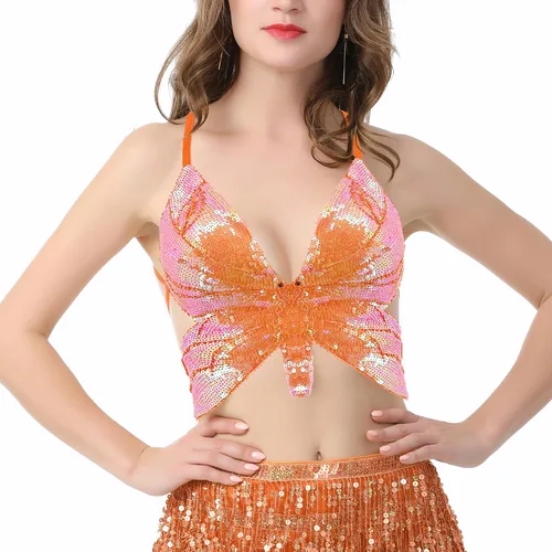 Miniatura 2 de Mocure - Blusa de tirantes con lentejuelas brillantes para mujer