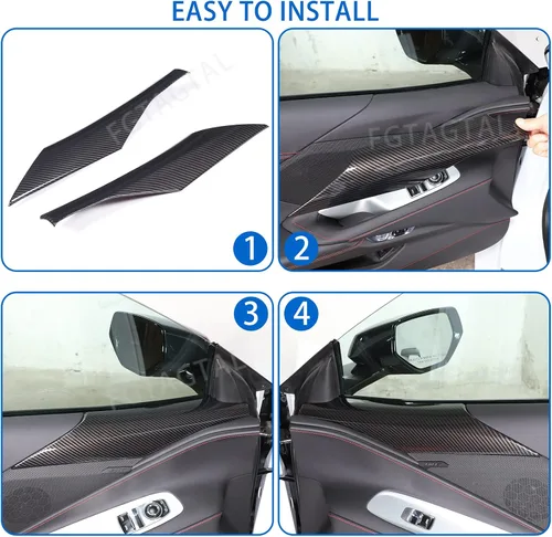 Miniatura 5 de Cubierta de panel inferior de pilar para puerta interior compatible con Chevrolet Corvette C8 2020-2025, borde de cubierta de reposabrazos de panel