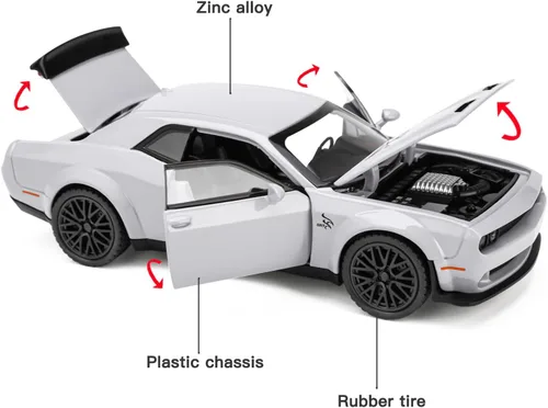 Miniatura 2 de SASBSC Modelo de Coche de Juguete para Niños, Escala 1:32, Desplazamiento hacia atrás con Sonido y Luz, Coches de Juguete de Metal Fundido