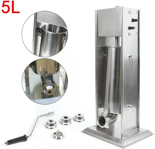 Miniatura 8 de LOYALHEARTDY Máquina para hacer churro comercial de acero inoxidable de 5 L, manual de rosquilla española, churrera, máquina para hacer churro con 4