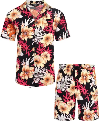 Miniatura 2 de COOFANDY Conjunto de camisa hawaiana y pantalones cortos a juego para la familia, conjunto de blusa floral para hombre y mujer
