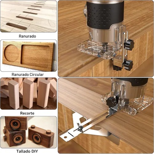 Miniatura 6 de TwoWin Herramienta de enrutador, herramienta de enrutador compacto de madera de palma de 110 V 800 W para carpintería, recortadora de mano eléctrica