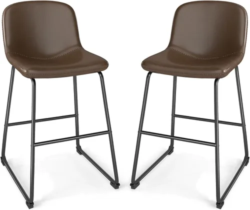 Miniatura 22 de TAVR Furniture Leathaire - Juego de 2 taburetes de tela con altura de mostrador, sillas de isla sin brazos, con capacidad para hasta 500 libras