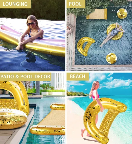 Miniatura 3 de POZA Paquete inflable para casa completa – Tubo flotante de 36 pulgadas con confeti brillante de alta calidad, bolas de playa de 16 pulgadas, fideos