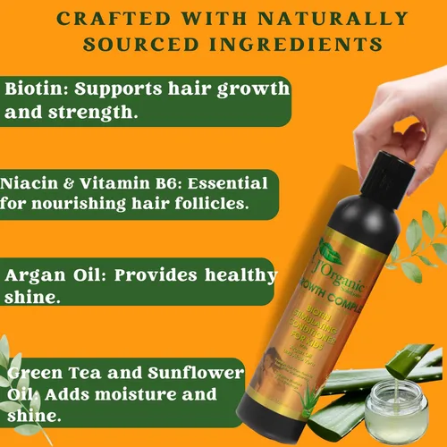 Miniatura 4 de J'Organic Solutions Acondicionador de cabello estimulante de biotina para niños, promueve un cabello más grueso, más completo, nutritivo y mejora