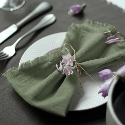 Miniatura 21 de Servilletas de tela hechas a mano 100% de algodón con flecos, delicadas servilletas de tela hechas a mano para cenas, fiestas, bodas y más, 18 x 18