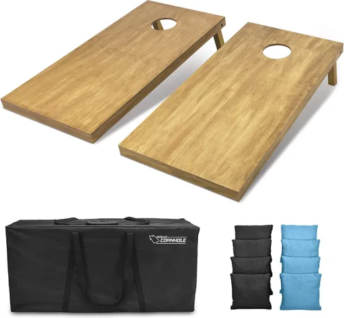 Miniatura 95 de GoSports 4 ft x 2 ft Regulation Size Wooden Cornhole Boards Set with Light Brown Finish - Includes Carrying Case and Bean Bags Negro- gris